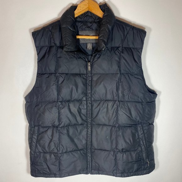 Eddie Bauer Mens Jacket Goose Down Vest Puffer Zip Front Black Sz M - Picture 1 of 9